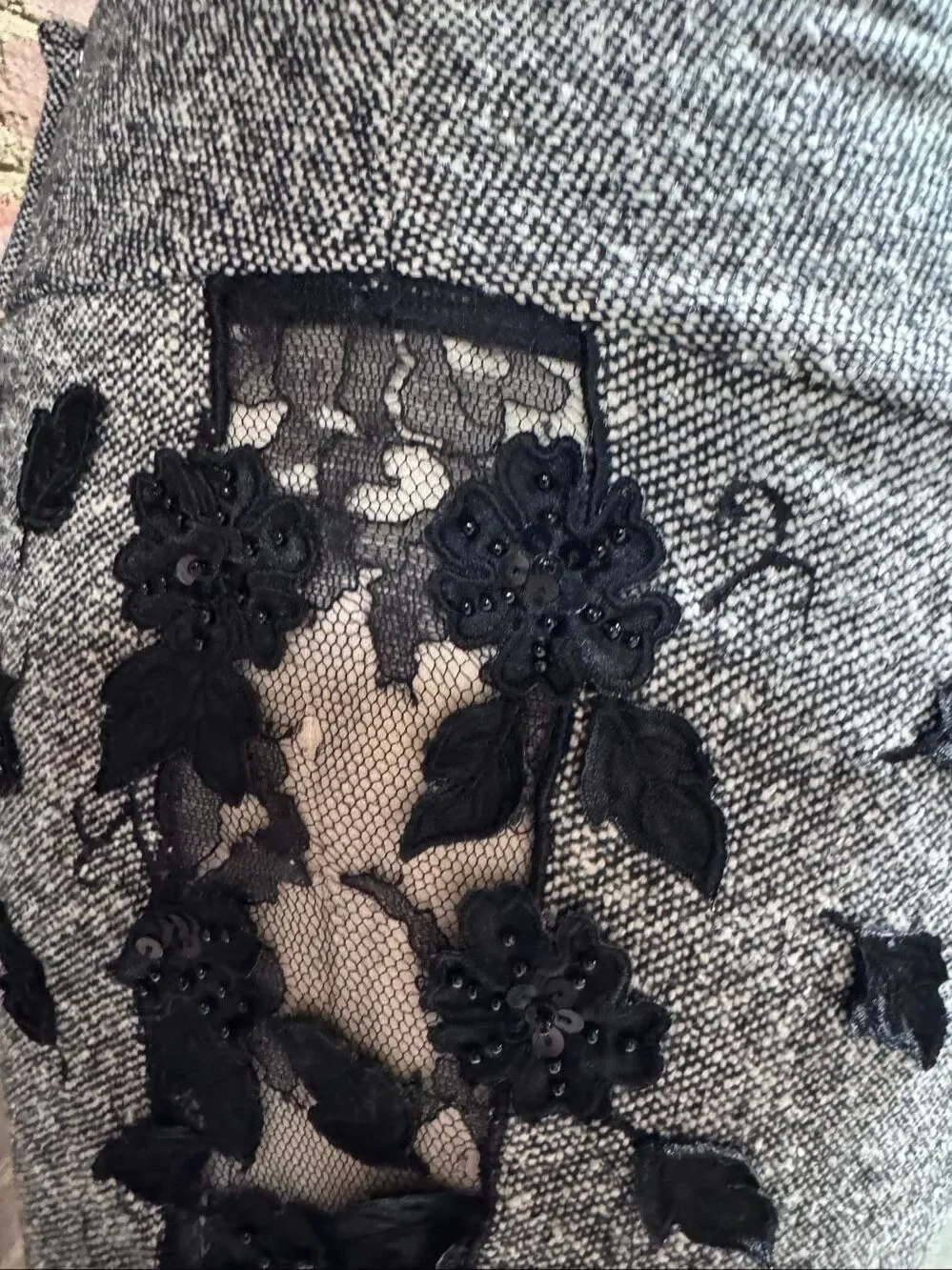 Women’s Black Tweed Lace Trim Kick Dress Pants Size 6